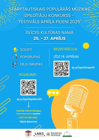 Pasākuma fotogrāfija: Atgādinām, ka International festival of popular music “Apriļa pilieni” norisināsies Īslīces Kultūras Nams telpās no 25. - 27. aprīlim!