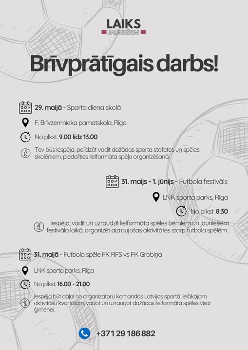 Pasākuma fotogrāfija: Biedrība “Laiks Jauniešiem” meklē tieši Tevi, lai kopā radītu foršus pasākumus, prieku un neaizmirstamu pieredzi. Piedalies brīvprātīgajā darbā, iegūsti jaunus draugus un esi daļa no kaut kā lielāka!