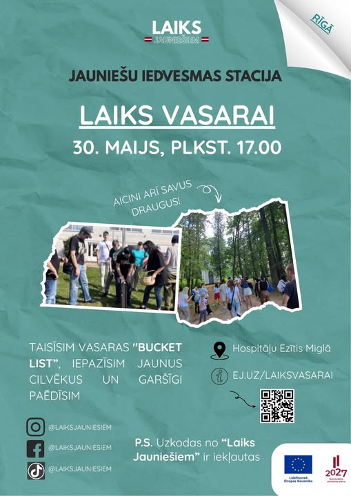 Pasākuma fotogrāfija: Vasaras sezona ir klāt! Biedrības “Laiks Jauniešiem” Rīgas nodaļa tevi aicina - 30. maijā plkst. 17:00 tiekamies Hospitāļu Ezītī Miglā, lai kopīgi atklātu vasaru!