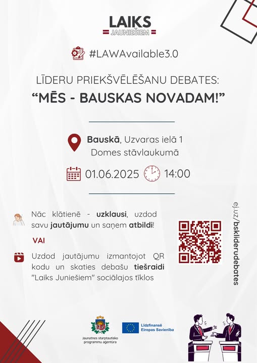 Pasākuma fotogrāfija: Jau šo svētdien, 1. jūnijā no plkst. 14.00 - 16.00 norisināsies Bauskas novada Līderu priekšvēlēšanu debates “Mēs - Bauskas novadam!”