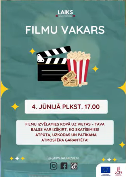 Pasākuma fotogrāfija: Jau RĪT, 4. jūnijā plkst. tiekamies plkst. 17:00 uz filmu vakaru mūsu Rīgas telpās, KLIJĀNU IELĀ 7.