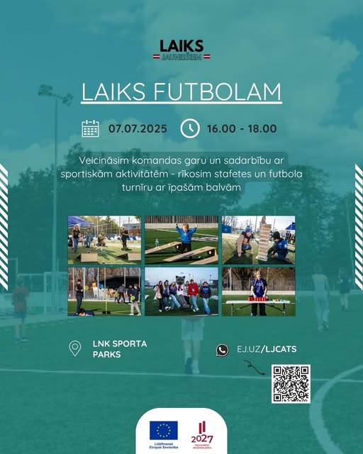 Pasākuma fotogrāfija: Biedrības “Laiks Jauniešiem” Rīgas nodaļa aicina tieši tevi uz neformālo grupu “Laiks futbolam!”. Jau pirmdien, 7.jūlijā, LNK sporta parkā, plkst. 16.00!