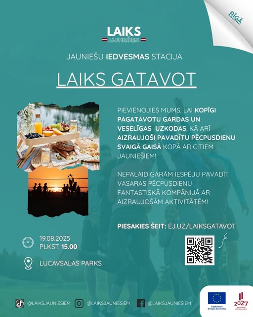 Pasākuma fotogrāfija: Biedrības “Laiks Jauniešiem” Rīgas nodaļa gaidīs tieši Tevi uz aizraujošu aktivitāti jau 19.augustā plkst. 15.00 Lucavsalas parkā.