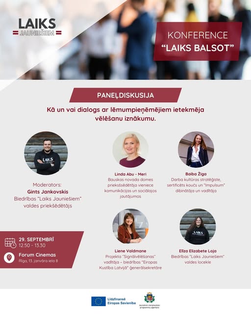 Konference ‘’Laiks BALSOT’’ tuvojas ļoti straujiem soļiem, ar prieku izziņojam pirmās paneļdiskusijas ‘’Kā un vai dialogs ar lēmumpieņēmējiem ietekmēja vēlēšanu iznākumu’’ dalībniekus.