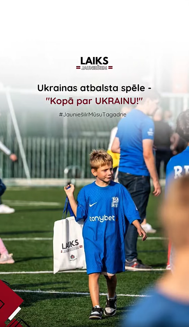 PasÄkuma fotogrÄfija: AizvadÄ«ta labdarÄ«bas spÄle Ukrainas atbalstam āKopÄ par Ukrainu!ā - Latvijas futbola virslÄ«gas ietvaros starp FC RFS un FS Jelgava komandÄm, kopÄ to apmeklÄja 873 apmeklÄtÄji.
