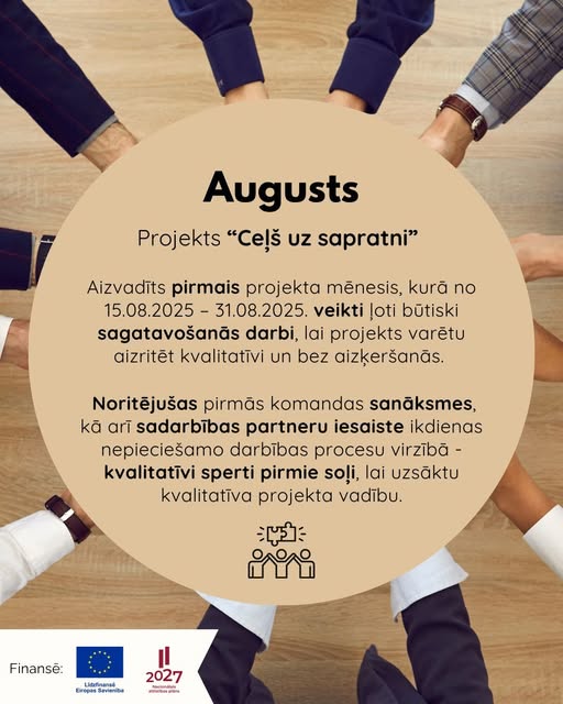 Pasākuma fotogrāfija: Aizvadīts pirmais SIF Sociālās Inovācijas “Ceļš uz sapratni” projekta mēnesis (15.08.2025.-31.08.2025.) kura laikā veikti ļoti būtiski sagatavošanās darbi, lai nodrošinātu projekta kvalitatīvu norisi bez aizķeršanās.