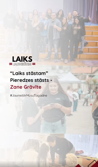 PasÄkuma fotogrÄfija: TurpinÄm rubriku āLaiks STÄSTAMā, kurÄ jaunieÅ”i ar dažÄdÄm pieredzÄm stÄstÄ«s un iedvesmos citus.