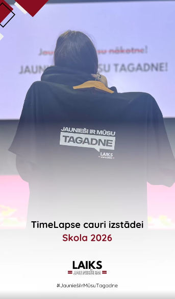 Pasākuma fotogrāfija: TimeLapse cauri izstādei “Skola 2026” ar jauno “Laiks Jauniešiem” merch līniju “Jaunieši ir mūsu TAGADNE!”