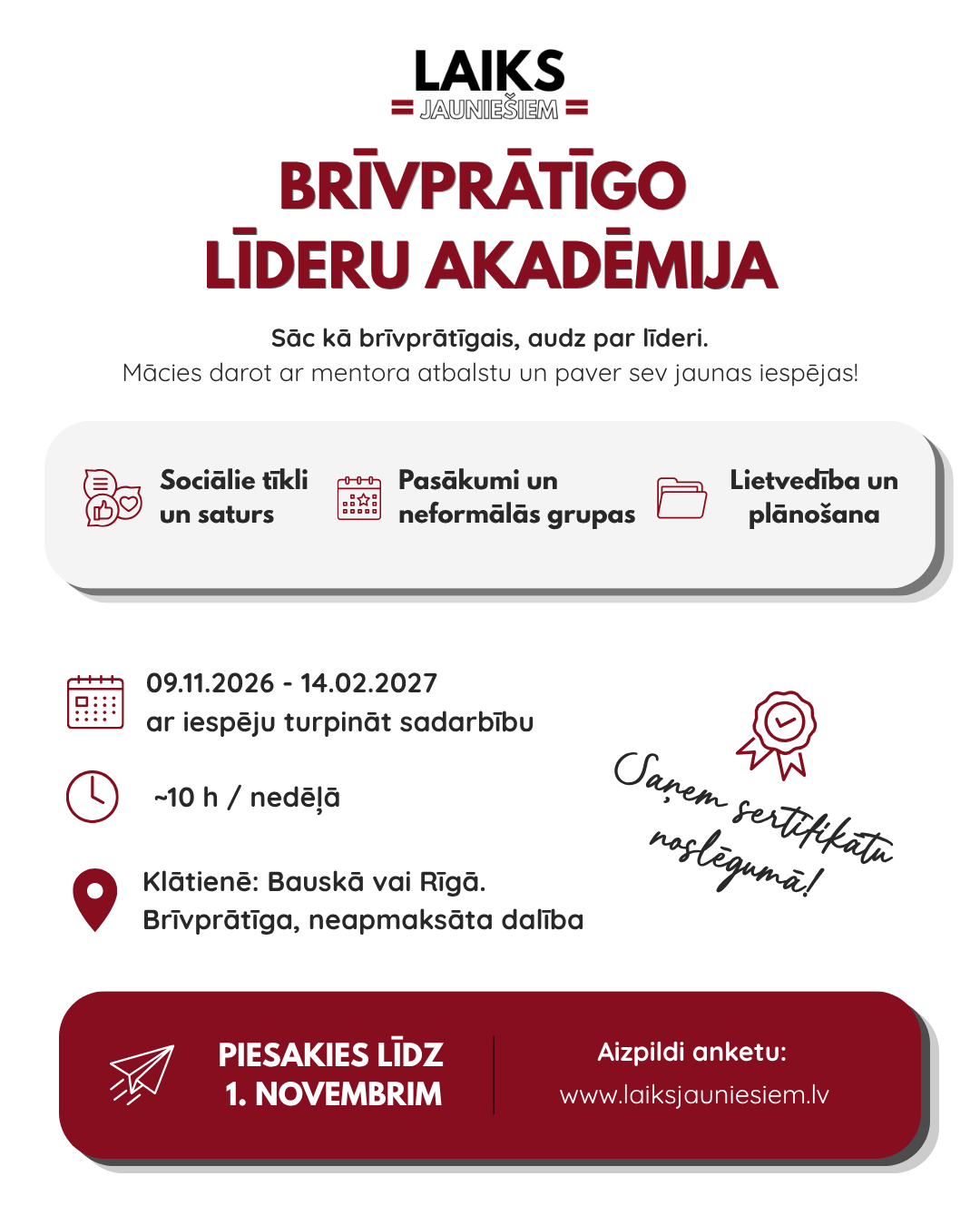 Piesakies Brīvprātīgo līderu akadēmijai!